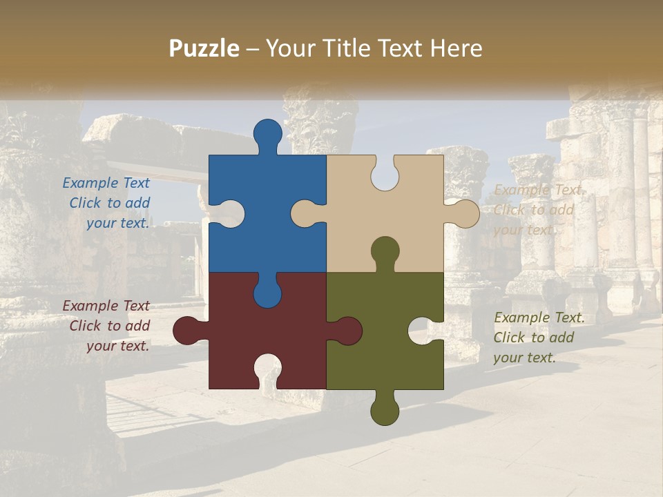 A Group Of Ancient Ruins With Columns In The Foreground PowerPoint Template