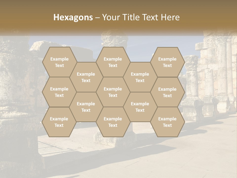 A Group Of Ancient Ruins With Columns In The Foreground PowerPoint Template