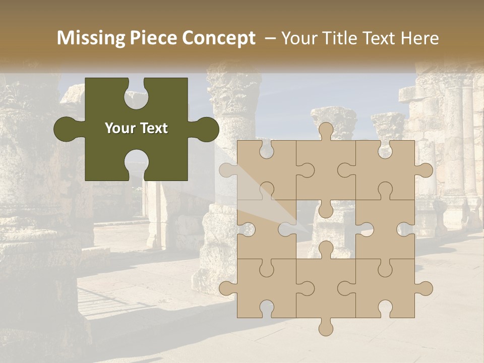 A Group Of Ancient Ruins With Columns In The Foreground PowerPoint Template