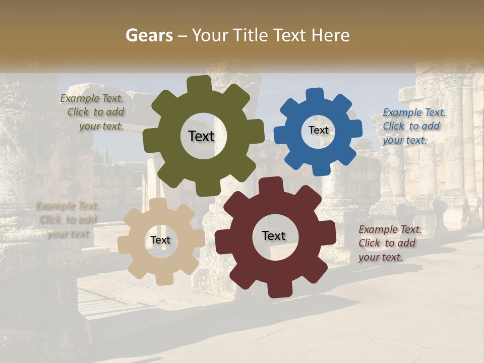 A Group Of Ancient Ruins With Columns In The Foreground PowerPoint Template