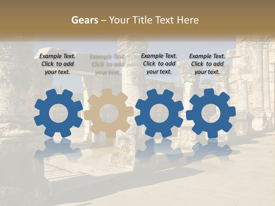 A Group Of Ancient Ruins With Columns In The Foreground PowerPoint Template