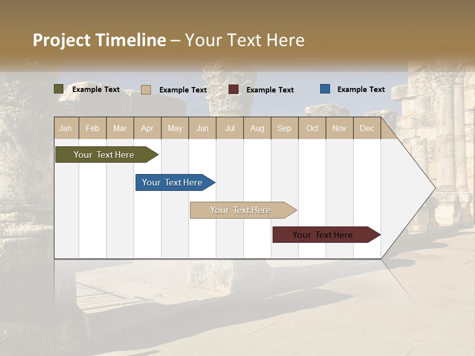 A Group Of Ancient Ruins With Columns In The Foreground PowerPoint Template