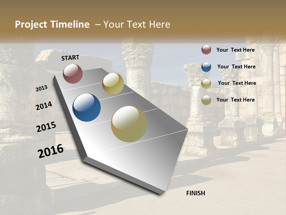 A Group Of Ancient Ruins With Columns In The Foreground PowerPoint Template