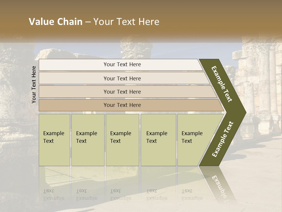 A Group Of Ancient Ruins With Columns In The Foreground PowerPoint Template
