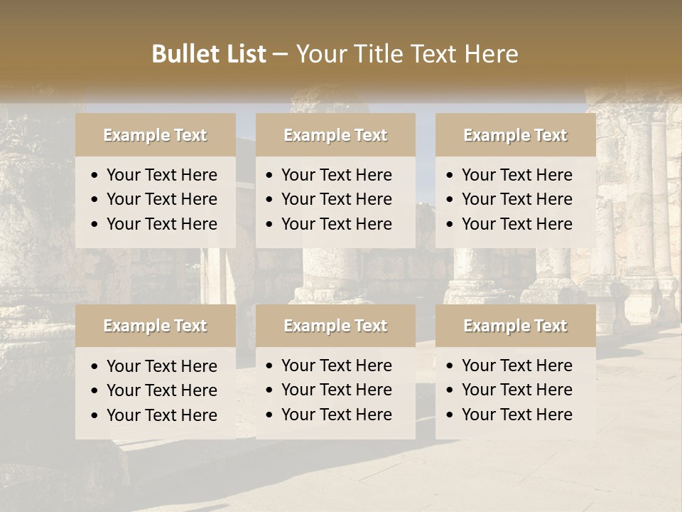 A Group Of Ancient Ruins With Columns In The Foreground PowerPoint Template