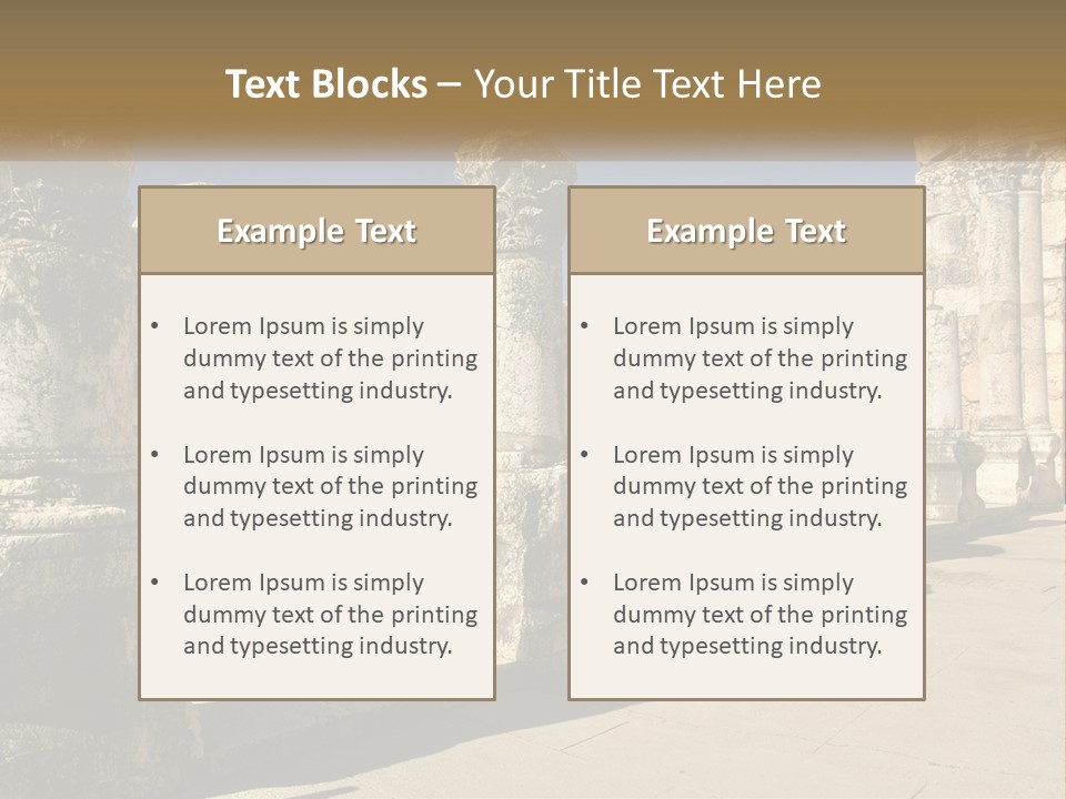 A Group Of Ancient Ruins With Columns In The Foreground PowerPoint Template