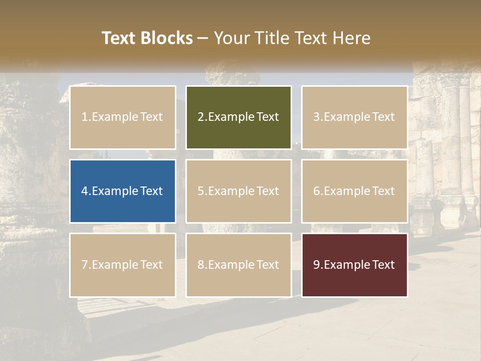 A Group Of Ancient Ruins With Columns In The Foreground PowerPoint Template