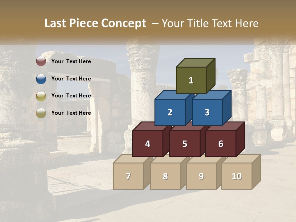 A Group Of Ancient Ruins With Columns In The Foreground PowerPoint Template