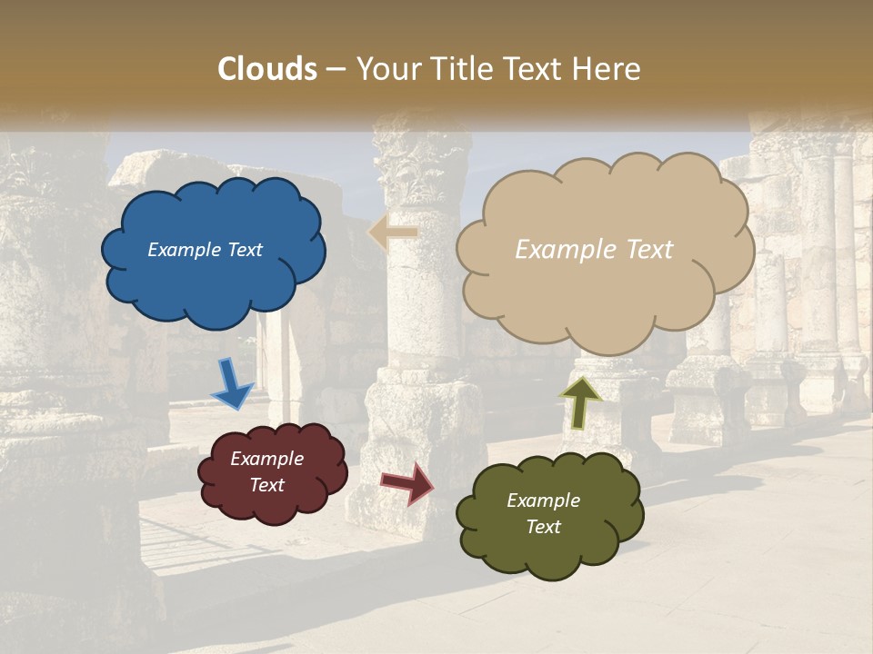 A Group Of Ancient Ruins With Columns In The Foreground PowerPoint Template