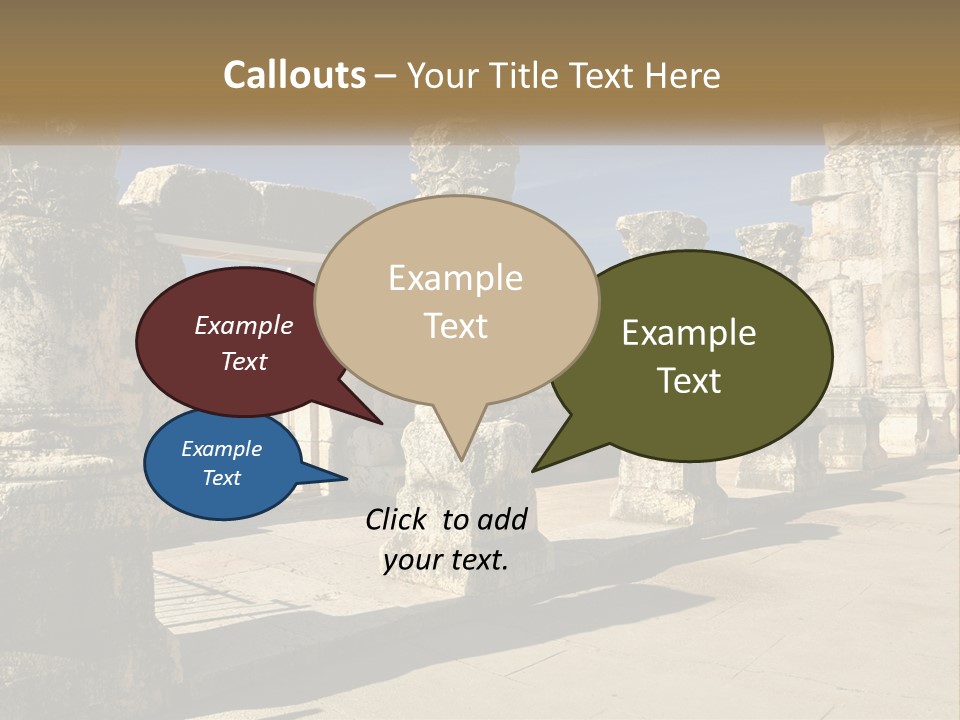 A Group Of Ancient Ruins With Columns In The Foreground PowerPoint Template