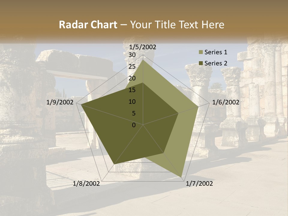 A Group Of Ancient Ruins With Columns In The Foreground PowerPoint Template