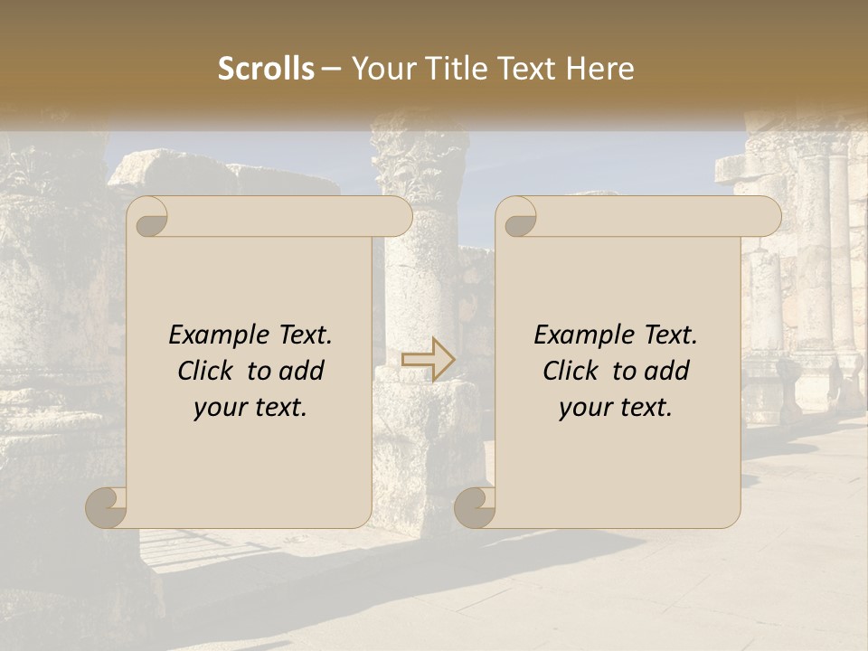 A Group Of Ancient Ruins With Columns In The Foreground PowerPoint Template
