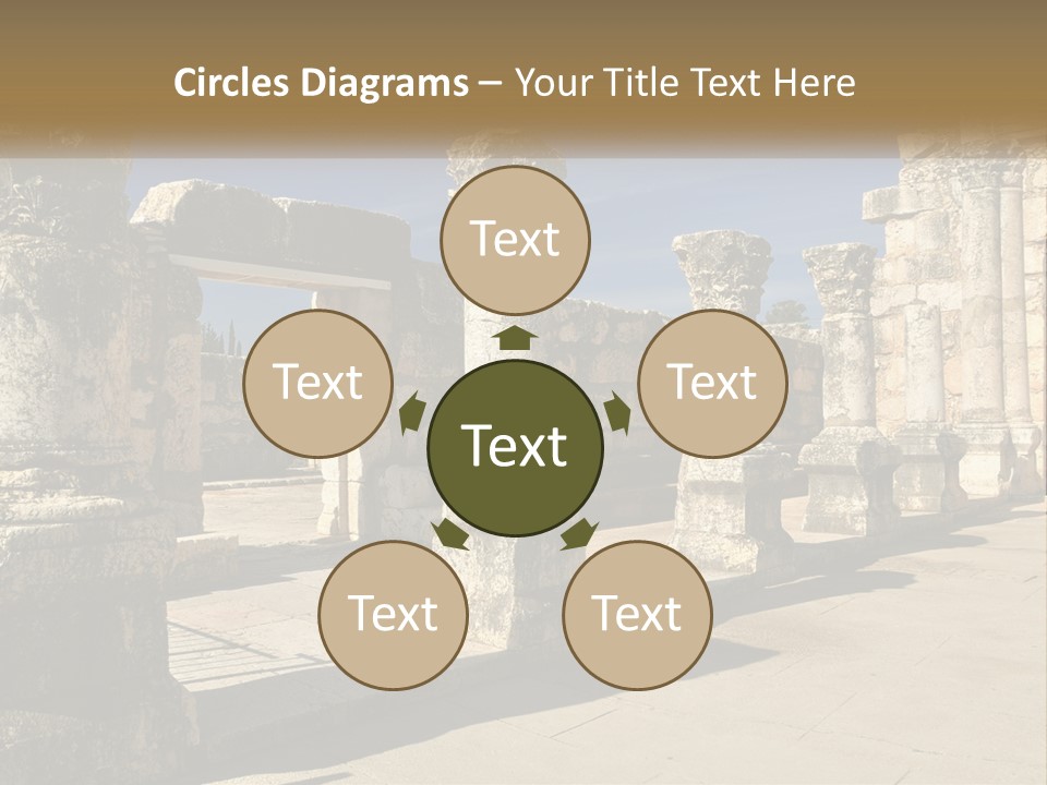 A Group Of Ancient Ruins With Columns In The Foreground PowerPoint Template