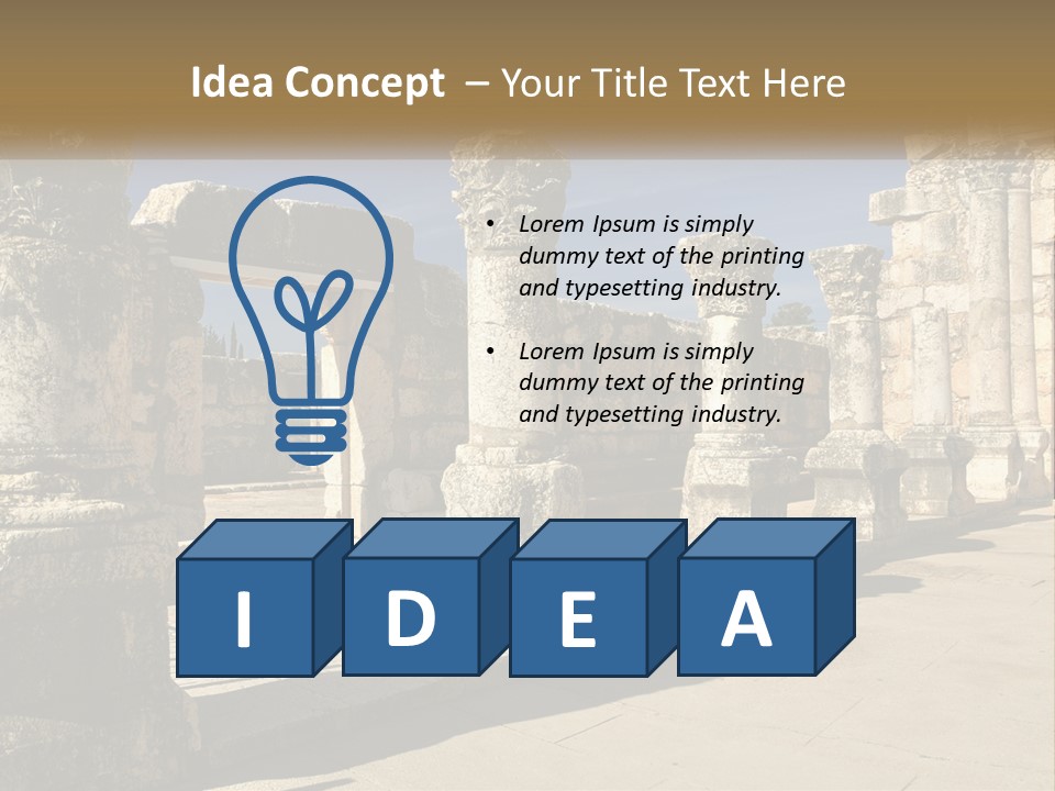 A Group Of Ancient Ruins With Columns In The Foreground PowerPoint Template