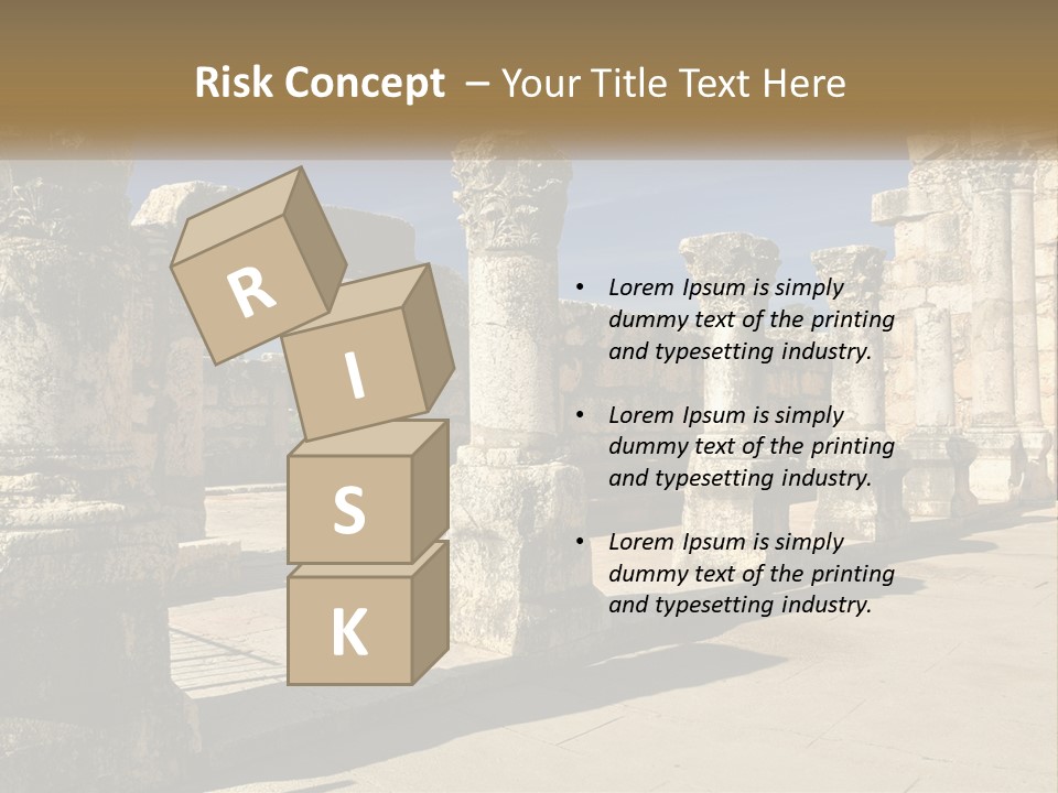 A Group Of Ancient Ruins With Columns In The Foreground PowerPoint Template