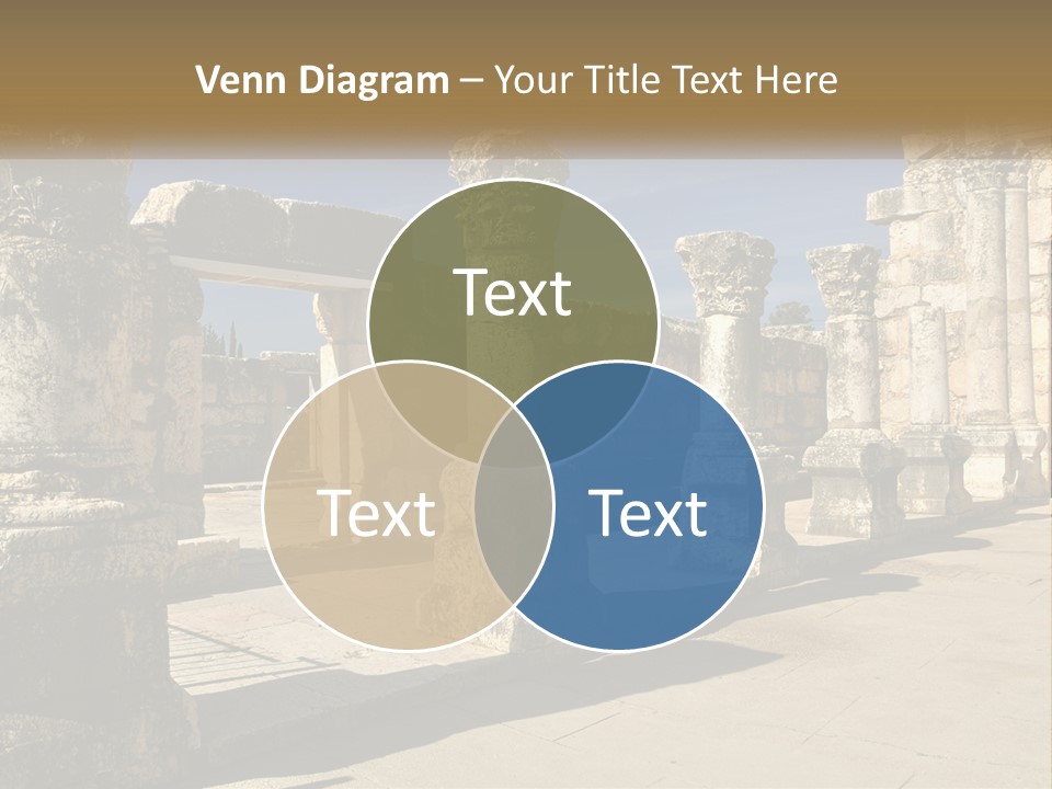 A Group Of Ancient Ruins With Columns In The Foreground PowerPoint Template