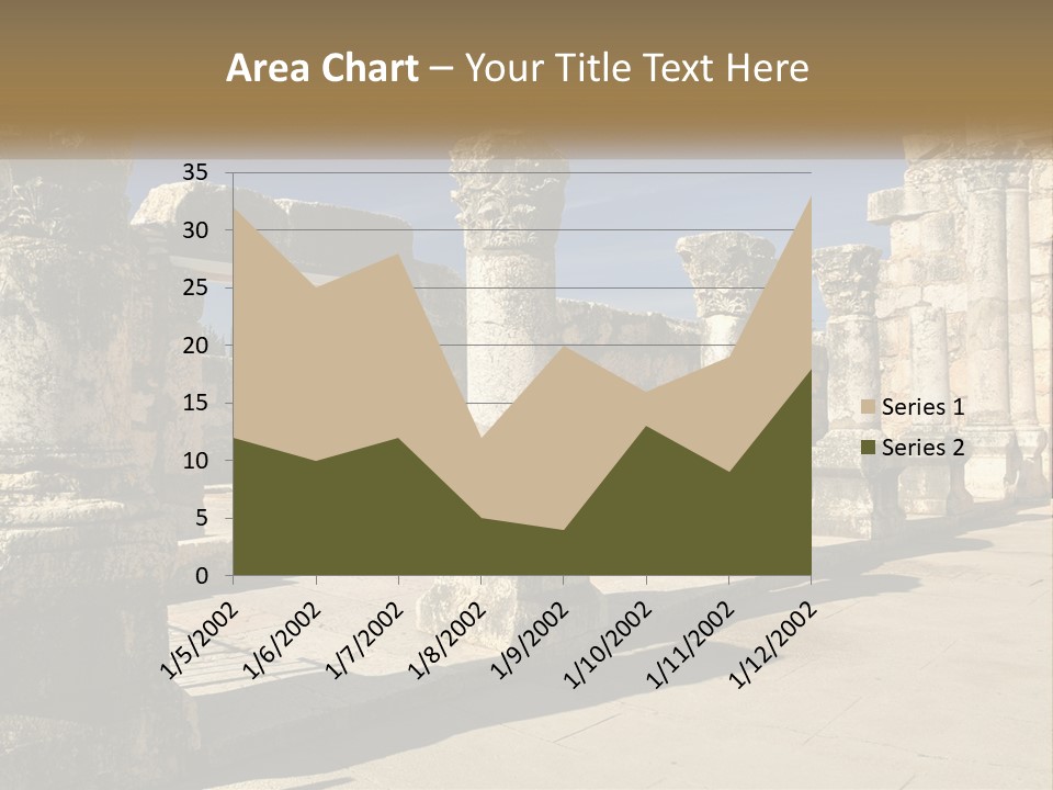 A Group Of Ancient Ruins With Columns In The Foreground PowerPoint Template