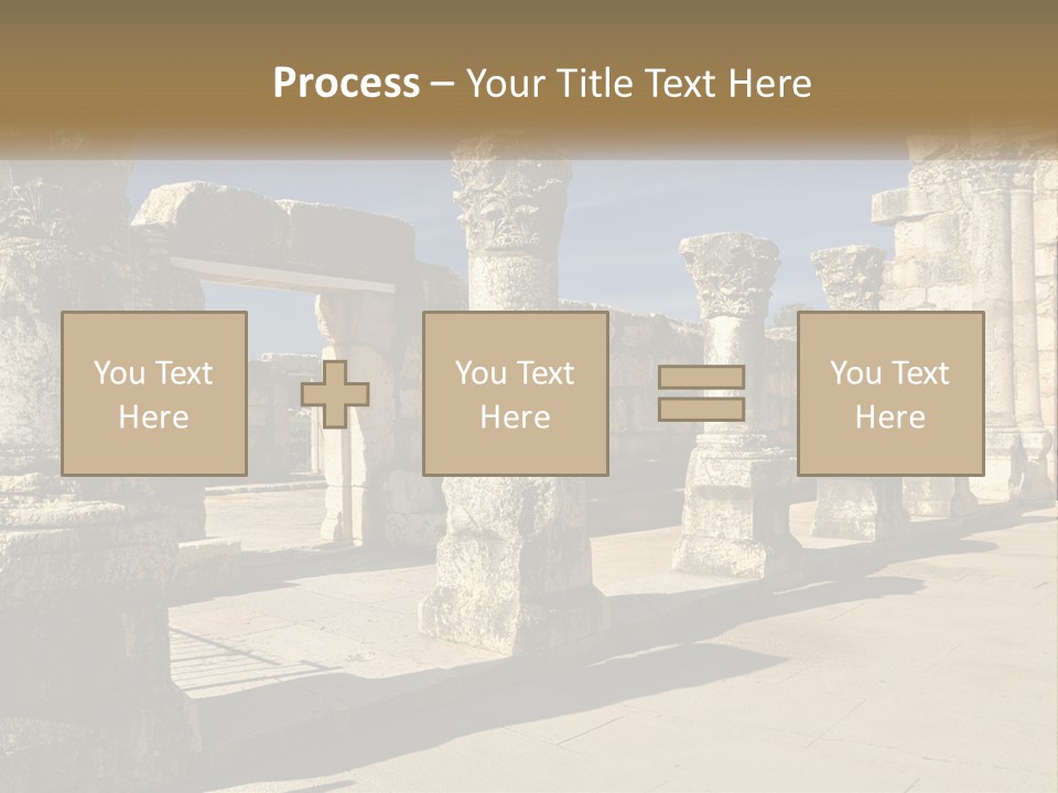 A Group Of Ancient Ruins With Columns In The Foreground PowerPoint Template