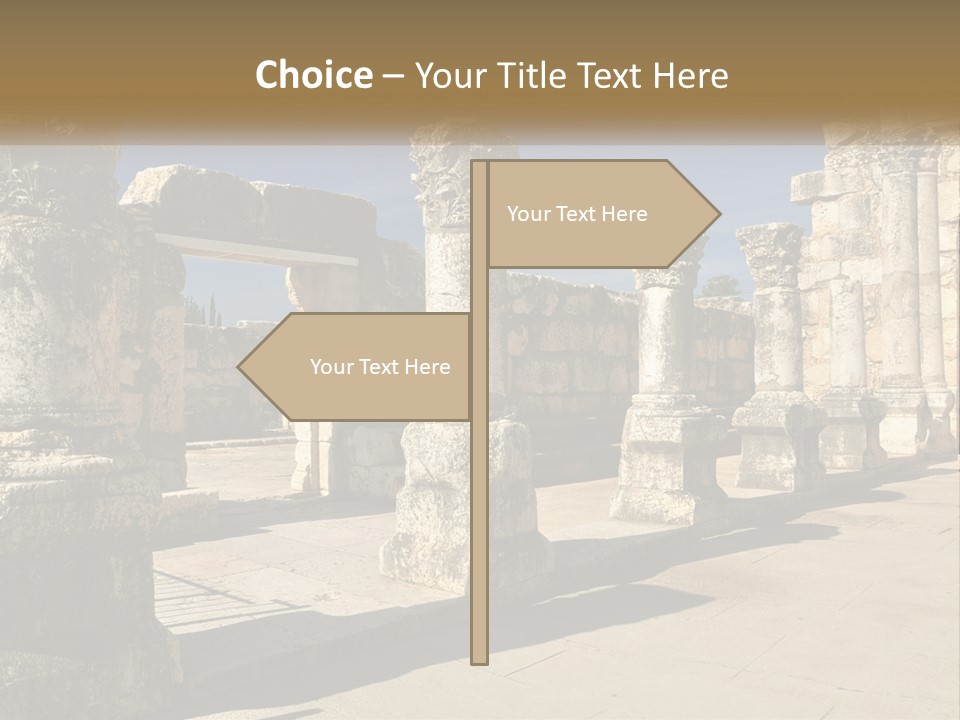 A Group Of Ancient Ruins With Columns In The Foreground PowerPoint Template