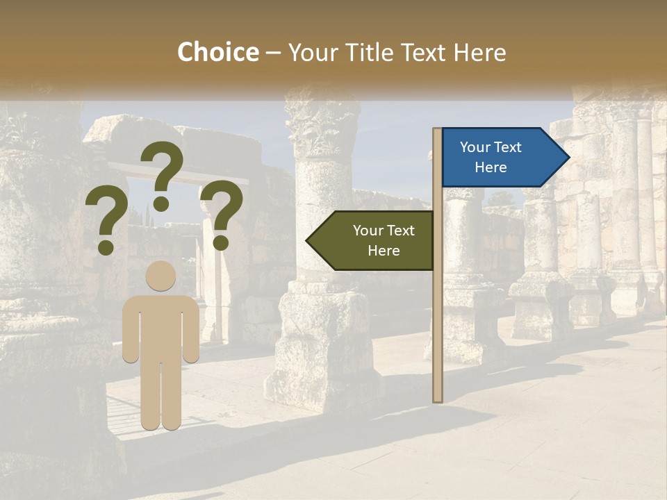A Group Of Ancient Ruins With Columns In The Foreground PowerPoint Template