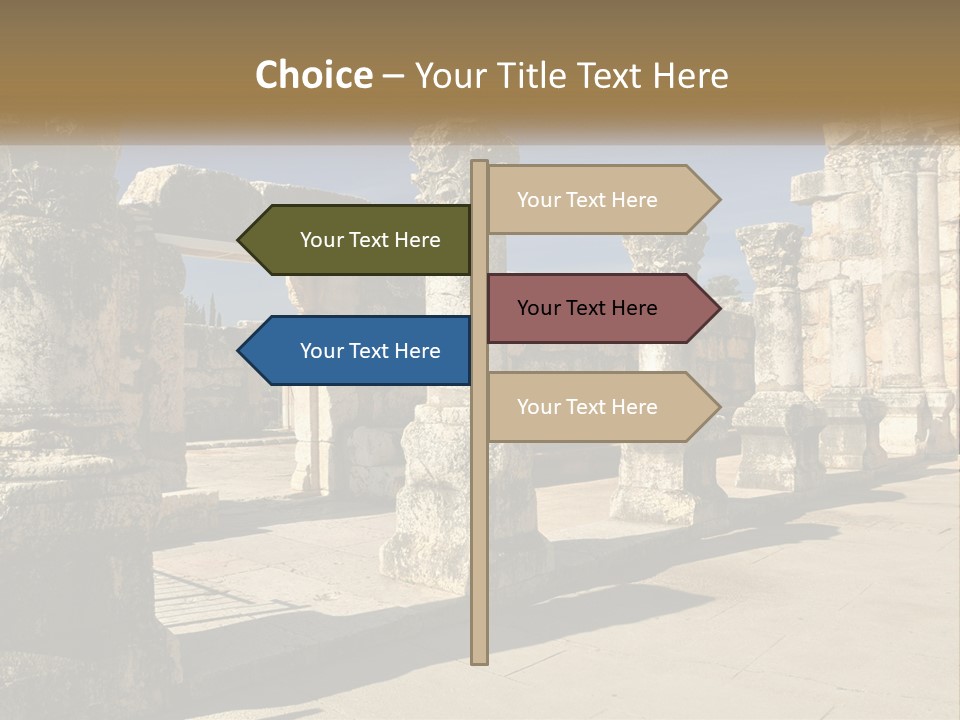 A Group Of Ancient Ruins With Columns In The Foreground PowerPoint Template
