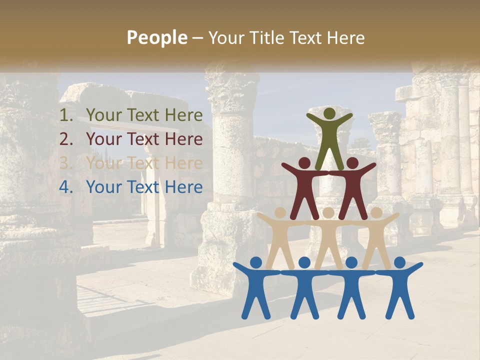 A Group Of Ancient Ruins With Columns In The Foreground PowerPoint Template