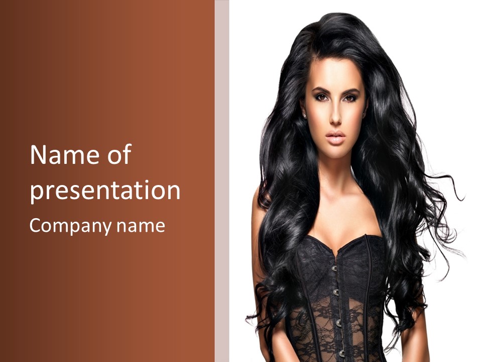 A Woman In A Corset With Long Black Hair PowerPoint Template