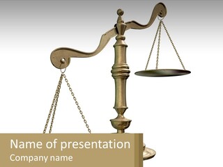 A Scale With A Sign On It That Says Name Of Presentation PowerPoint Template