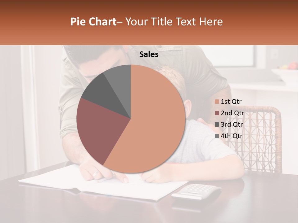 A Man Helping A Young Boy Write Something On A Piece Of Paper PowerPoint Template