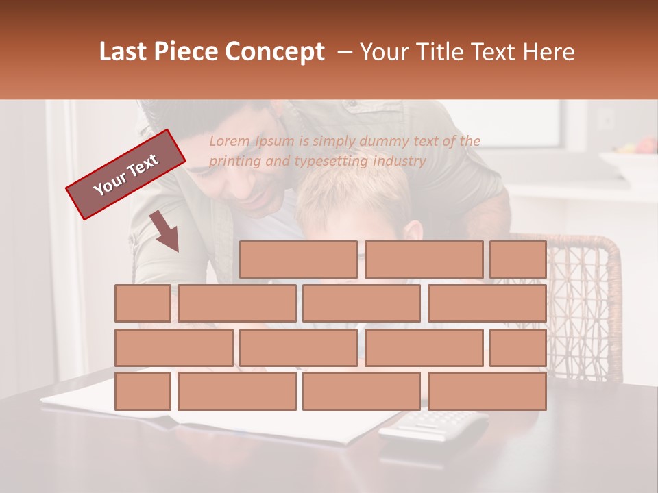 A Man Helping A Young Boy Write Something On A Piece Of Paper PowerPoint Template