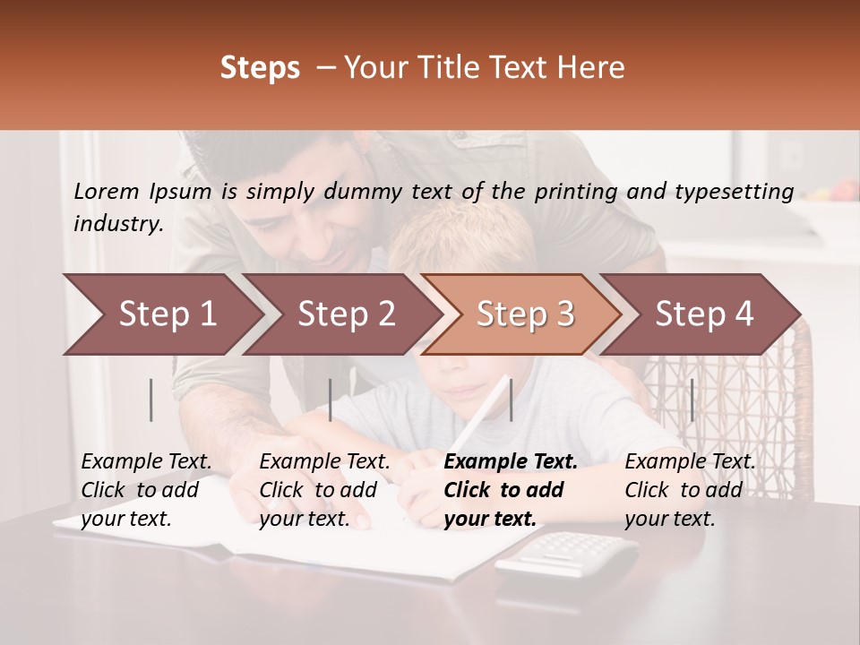 A Man Helping A Young Boy Write Something On A Piece Of Paper PowerPoint Template