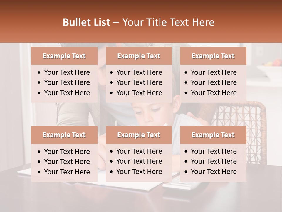 A Man Helping A Young Boy Write Something On A Piece Of Paper PowerPoint Template