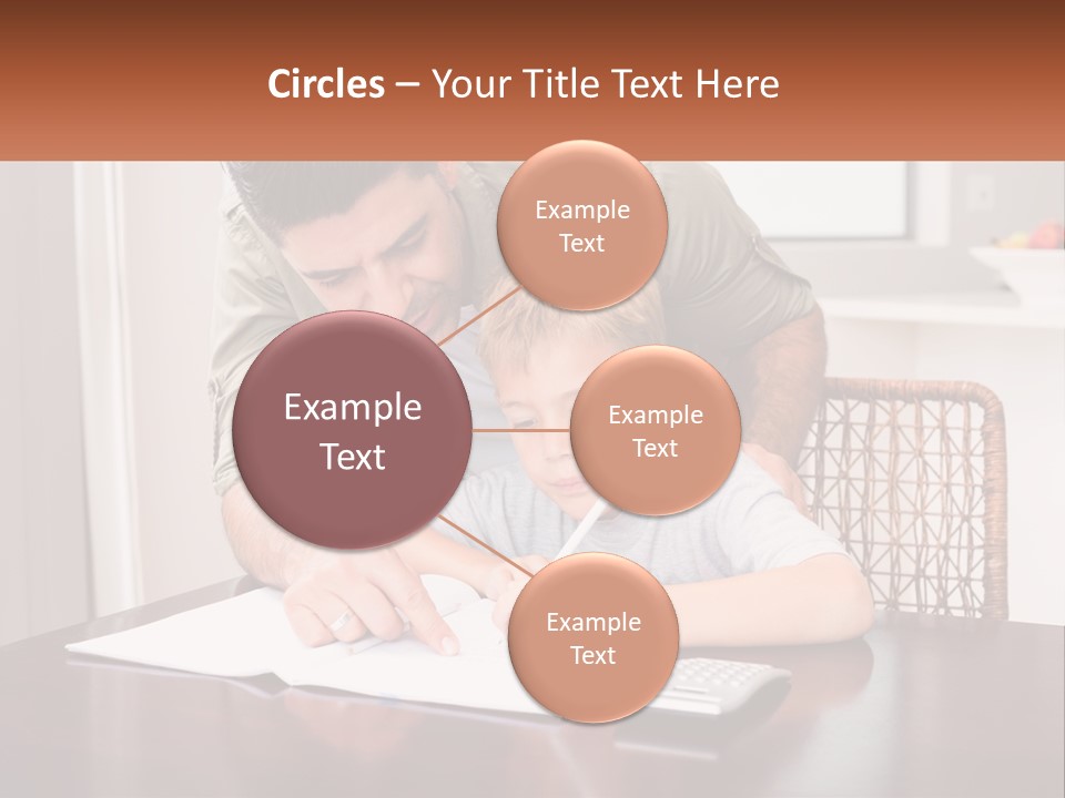 A Man Helping A Young Boy Write Something On A Piece Of Paper PowerPoint Template