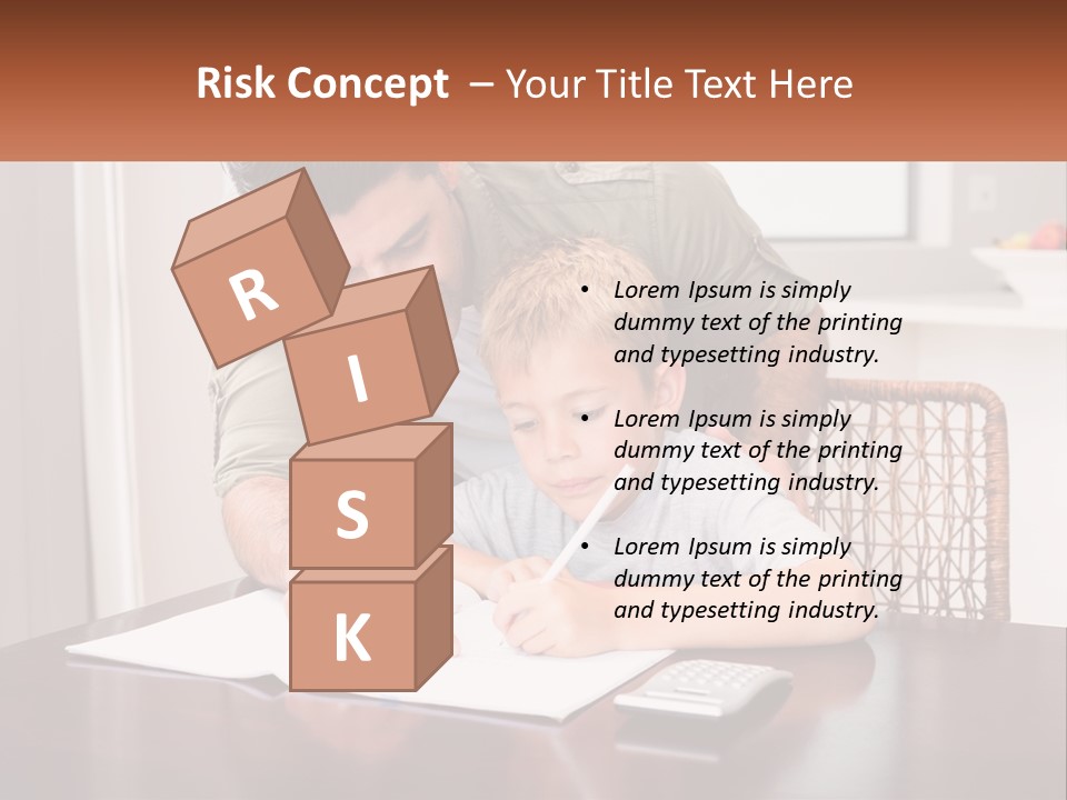 A Man Helping A Young Boy Write Something On A Piece Of Paper PowerPoint Template