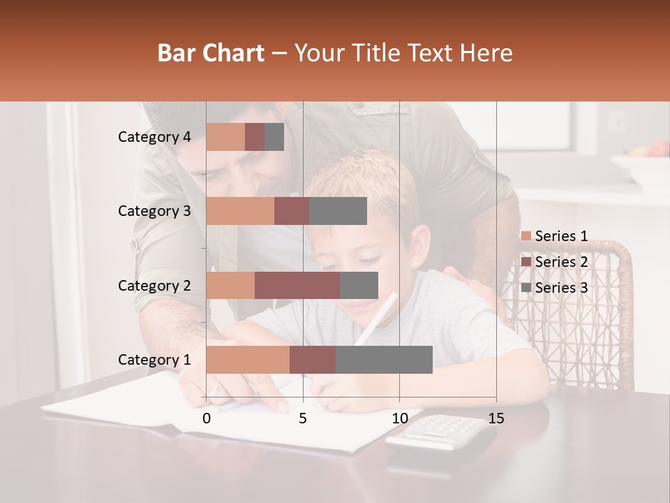 A Man Helping A Young Boy Write Something On A Piece Of Paper PowerPoint Template