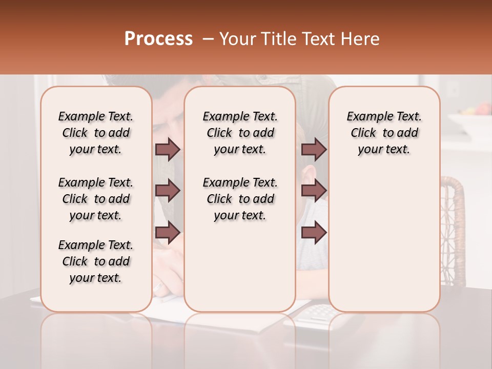 A Man Helping A Young Boy Write Something On A Piece Of Paper PowerPoint Template