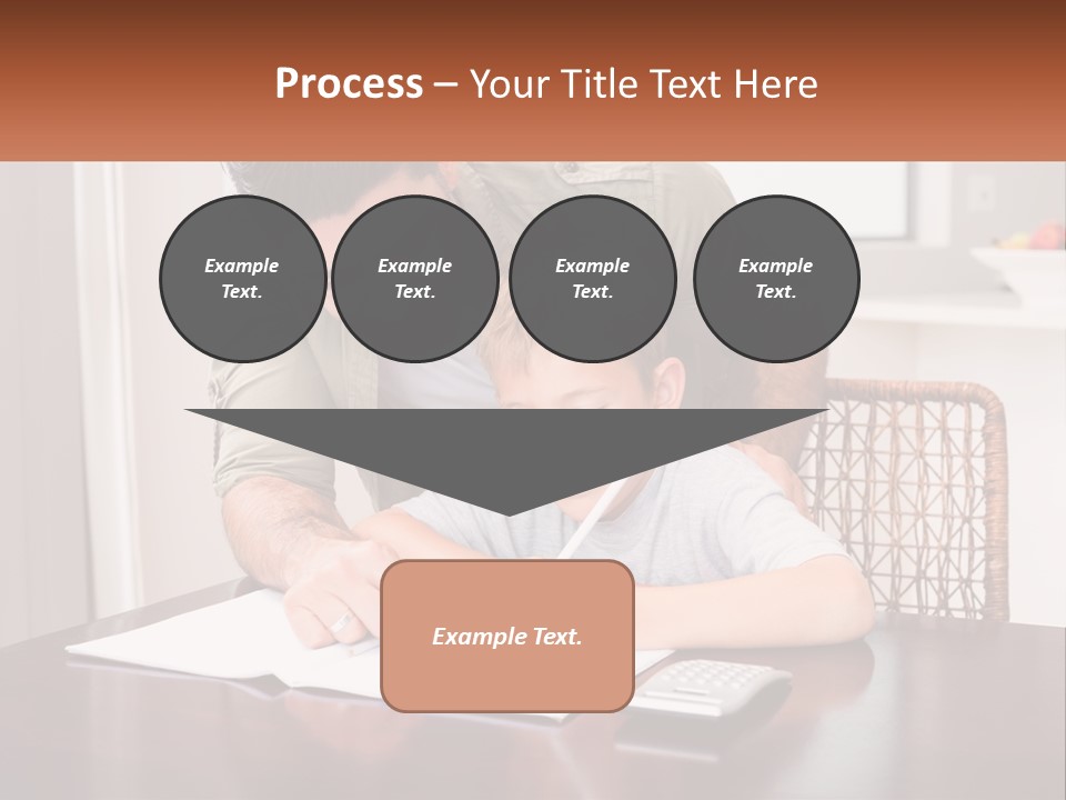 A Man Helping A Young Boy Write Something On A Piece Of Paper PowerPoint Template