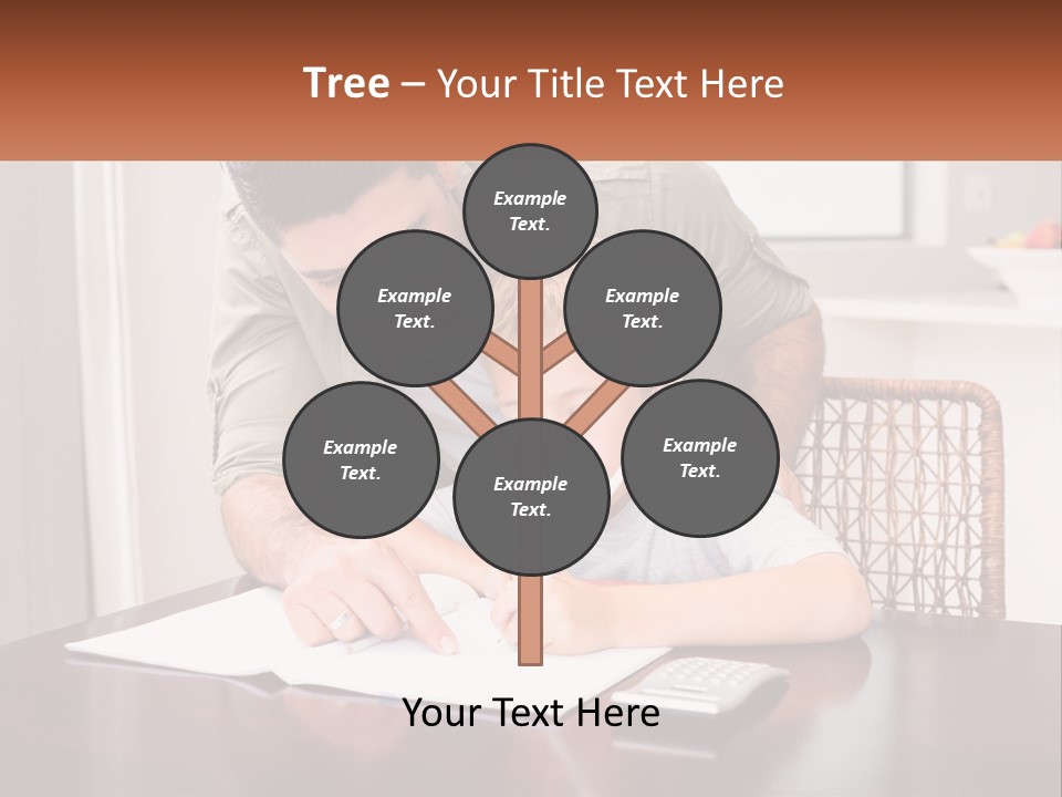 A Man Helping A Young Boy Write Something On A Piece Of Paper PowerPoint Template