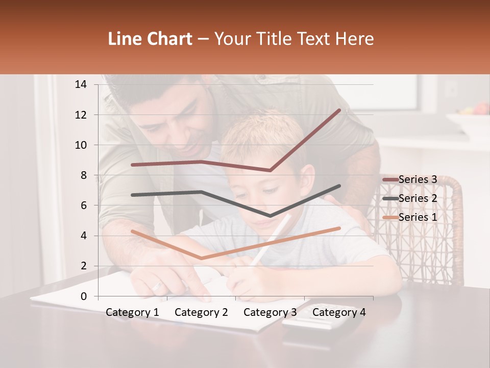 A Man Helping A Young Boy Write Something On A Piece Of Paper PowerPoint Template