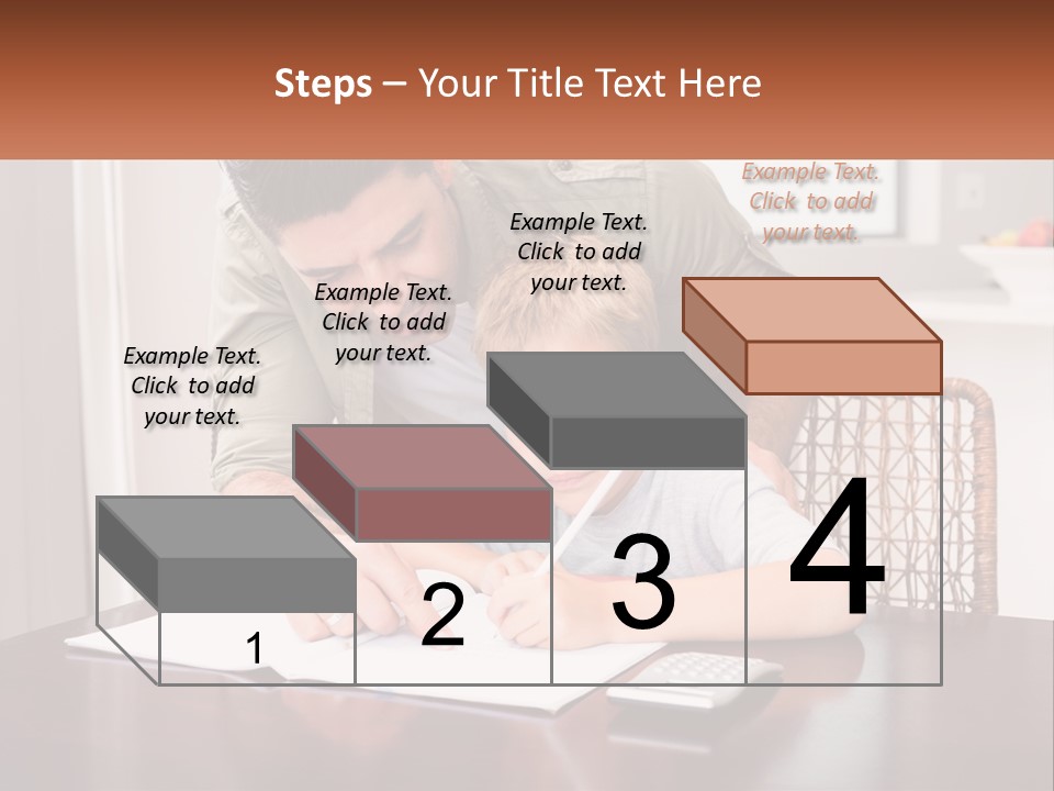 A Man Helping A Young Boy Write Something On A Piece Of Paper PowerPoint Template