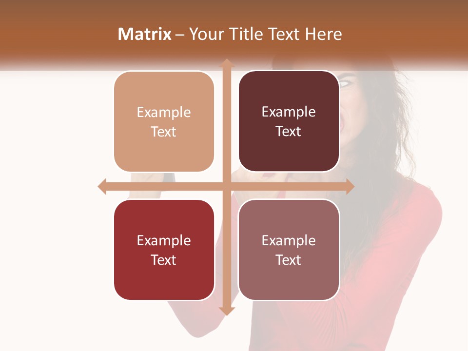 A Woman In A Red Shirt Holding A Cell Phone PowerPoint Template