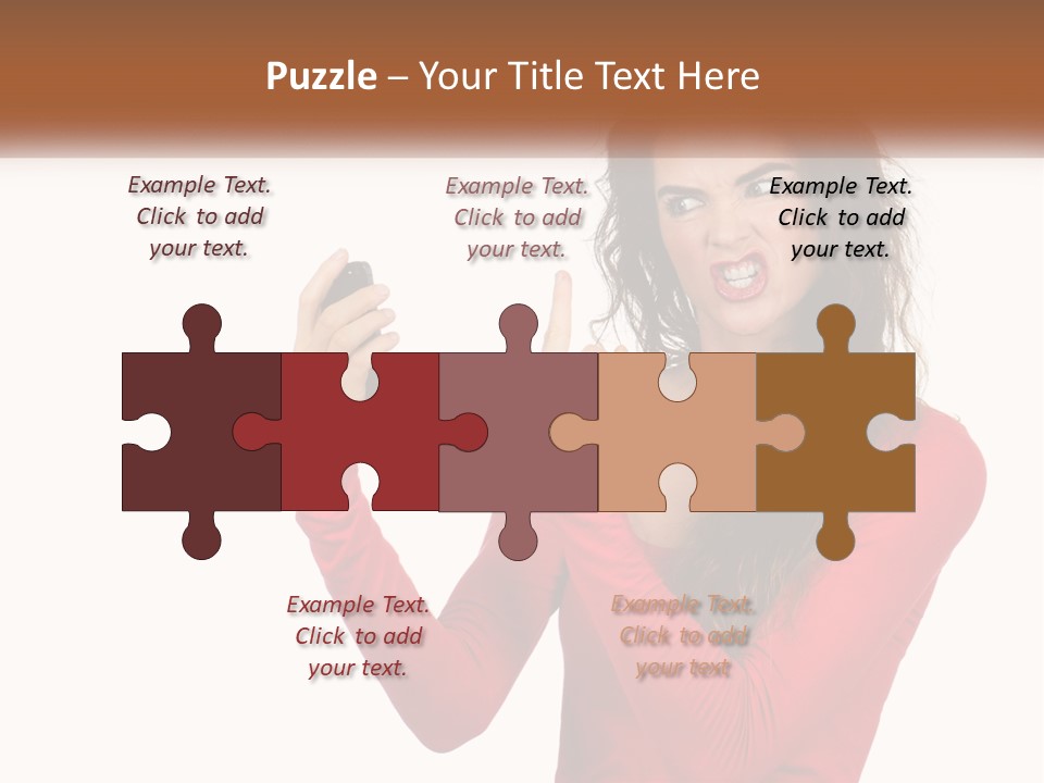 A Woman In A Red Shirt Holding A Cell Phone PowerPoint Template