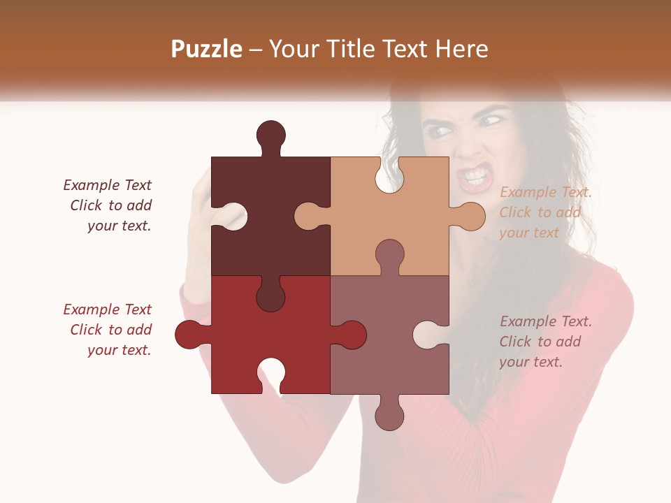 A Woman In A Red Shirt Holding A Cell Phone PowerPoint Template