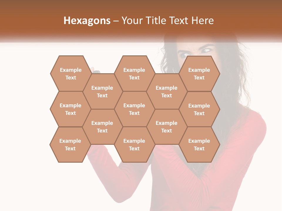 A Woman In A Red Shirt Holding A Cell Phone PowerPoint Template