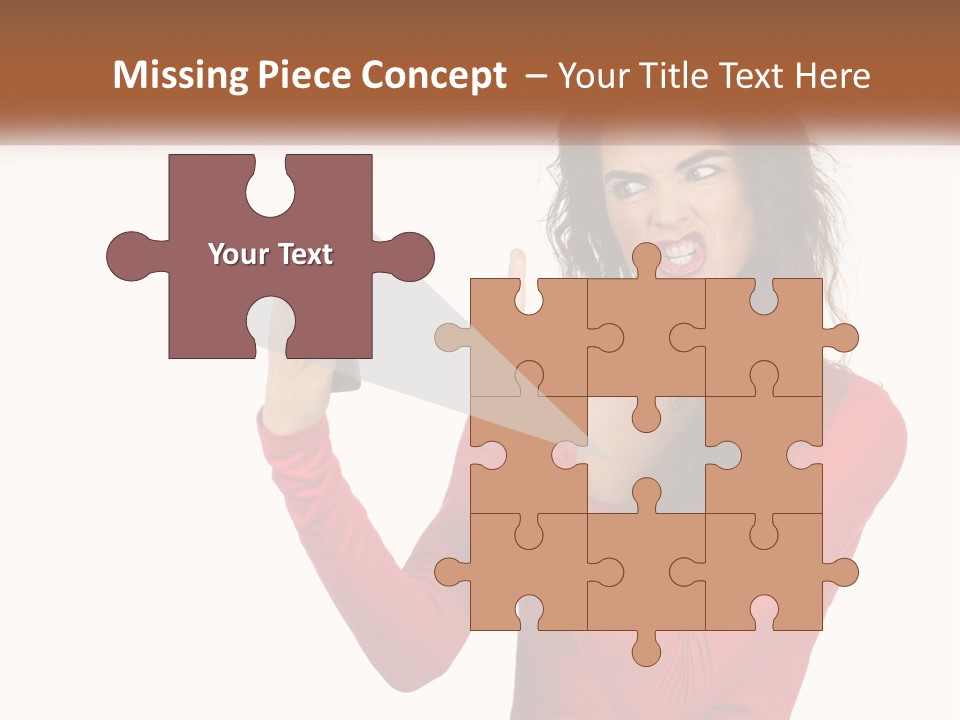 A Woman In A Red Shirt Holding A Cell Phone PowerPoint Template