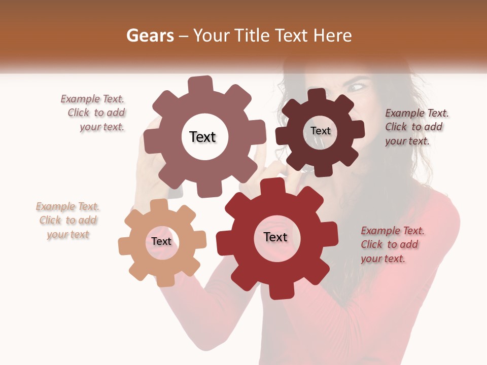 A Woman In A Red Shirt Holding A Cell Phone PowerPoint Template
