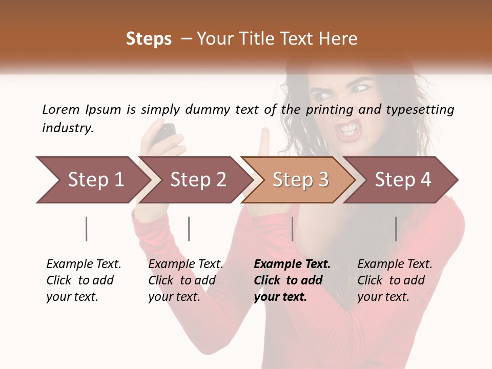 A Woman In A Red Shirt Holding A Cell Phone PowerPoint Template