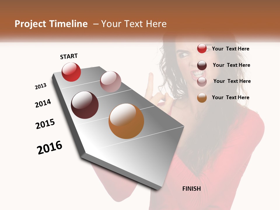 A Woman In A Red Shirt Holding A Cell Phone PowerPoint Template