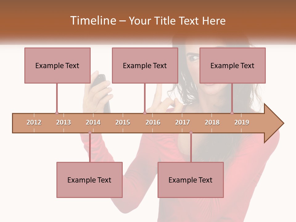 A Woman In A Red Shirt Holding A Cell Phone PowerPoint Template