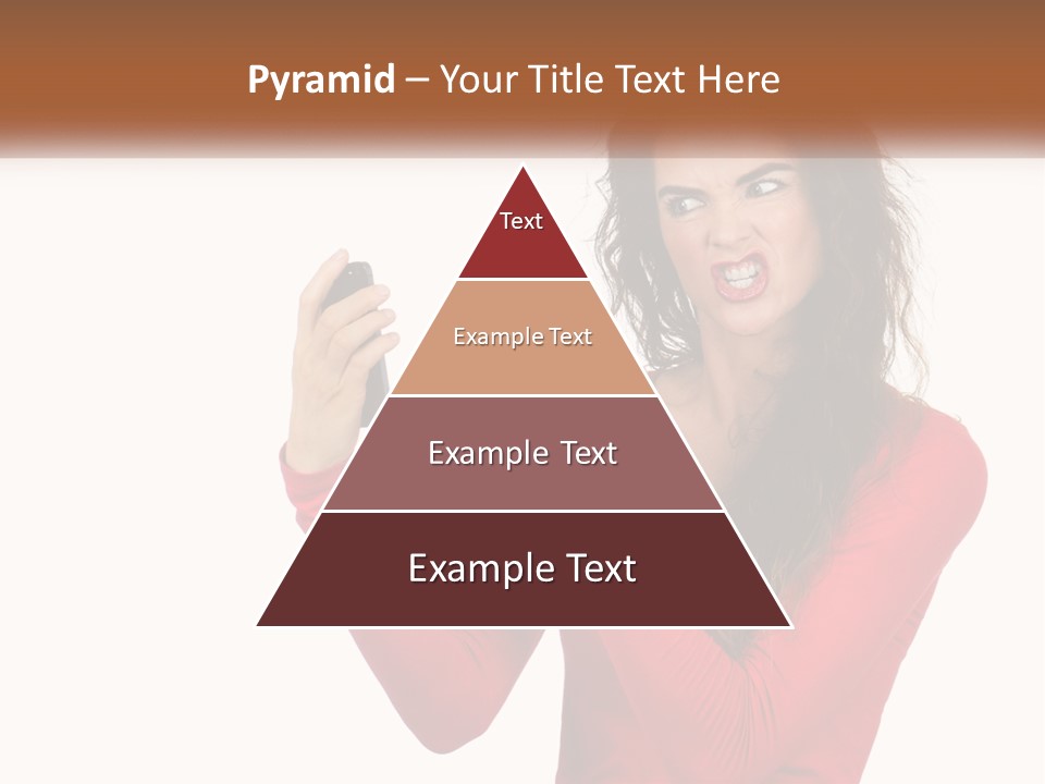 A Woman In A Red Shirt Holding A Cell Phone PowerPoint Template